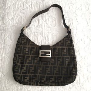 Vintage Fendi East-west Zucca  Canvas Shoulder Bag